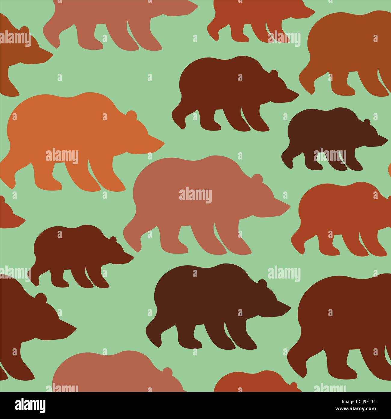 Brown bear seamless pattern. Background of wild animal Alaska. Siberian mammals. Fabric ornament Stock Vector