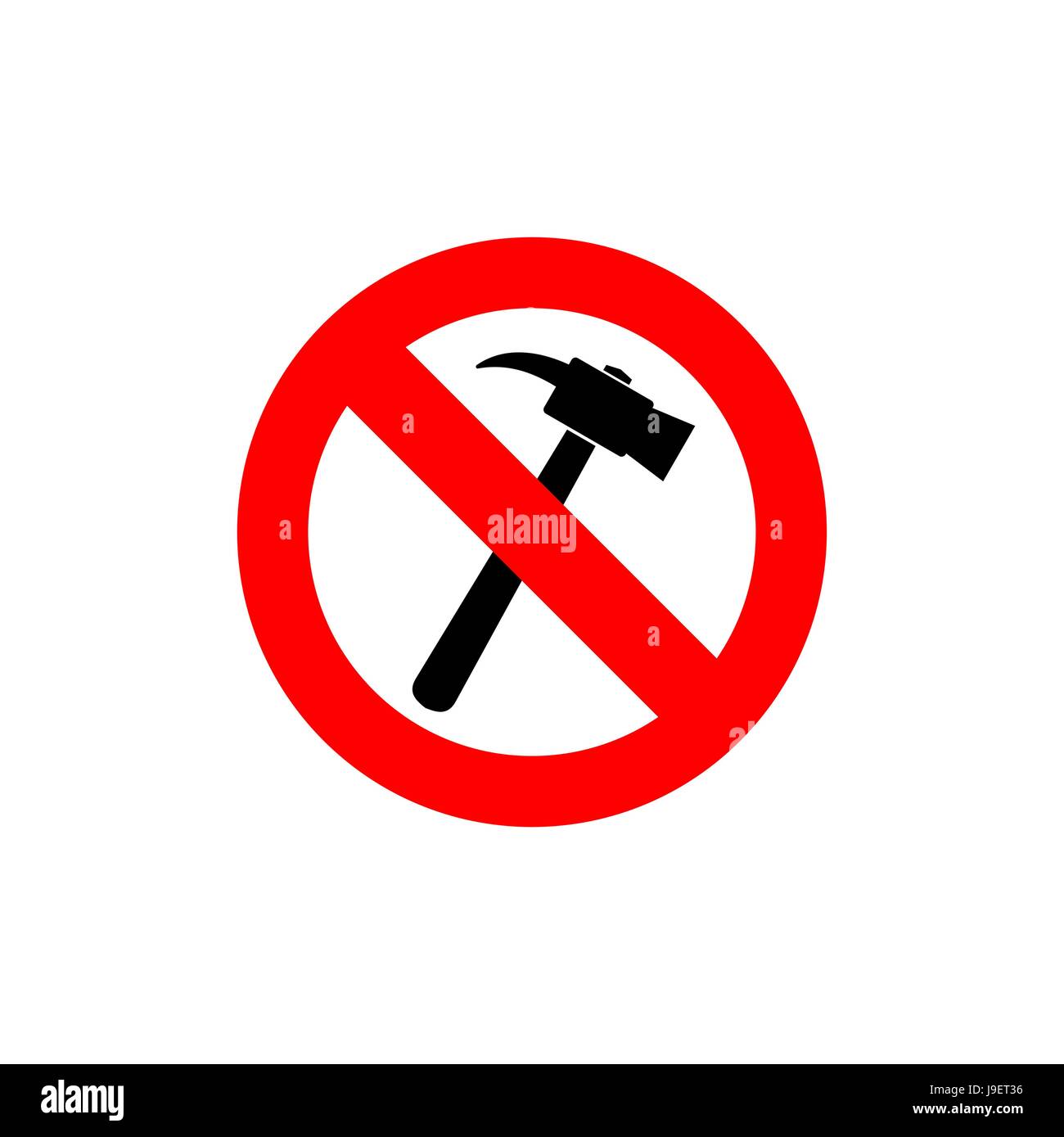 Stop hammer. It is forbidden to knock. Frozen silhouette construction