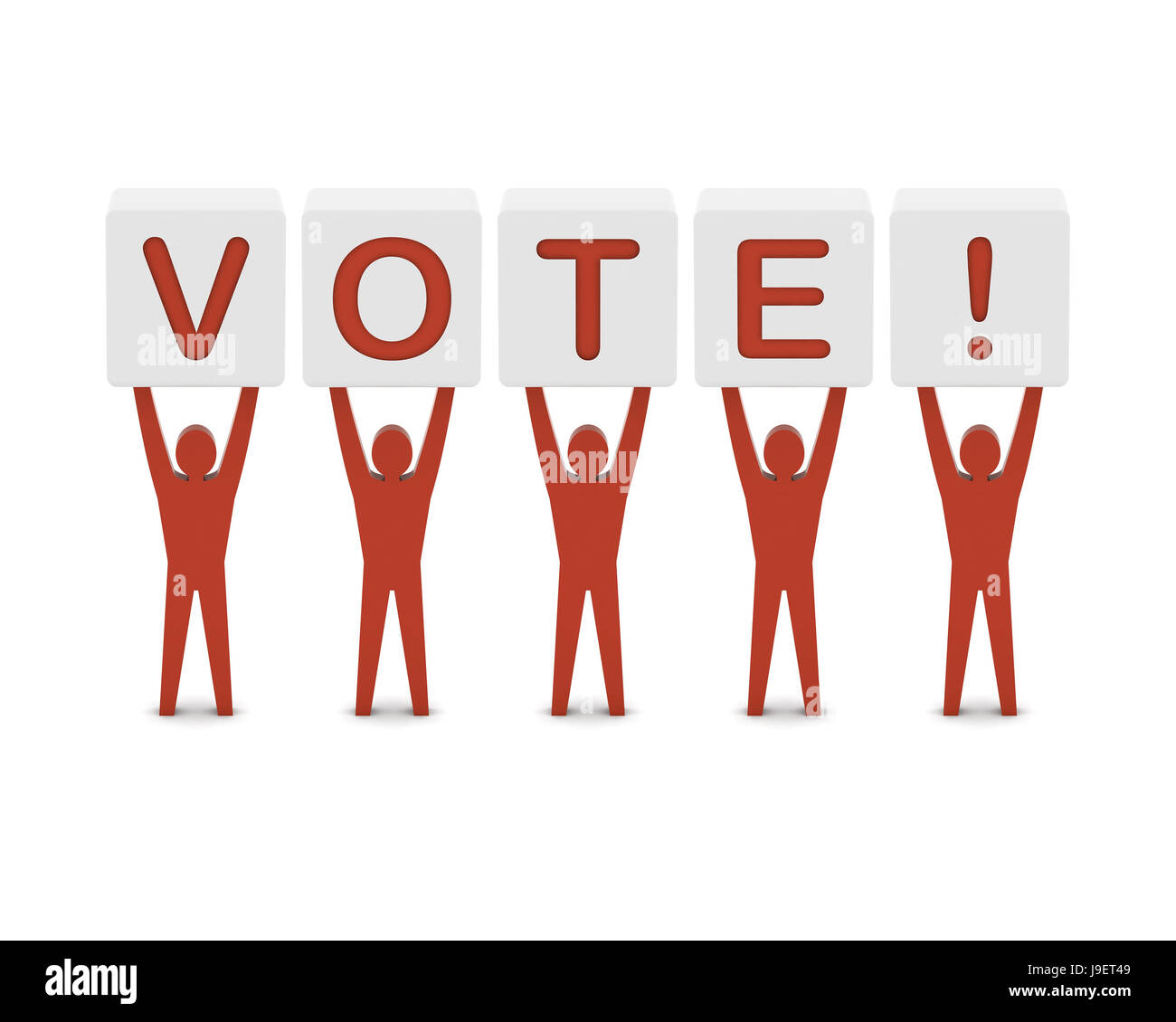 Men holding the word vote. Concept 3D illustration. Stock Photo