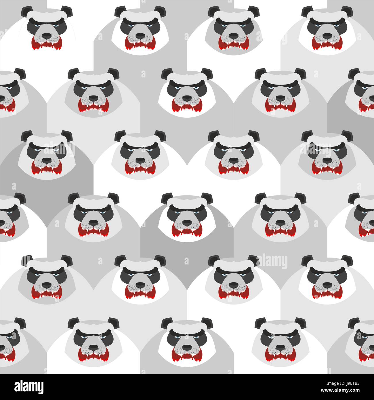 Angry Panda. Seamless vector pattern of ferocious bears. Vector background animals Stock Vector