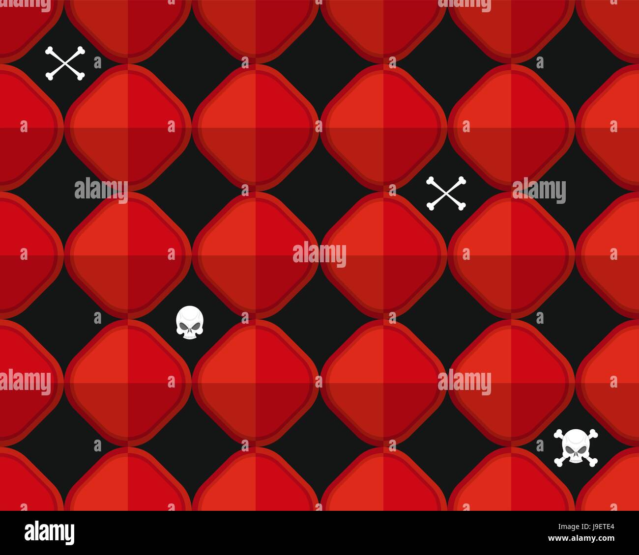 abstract red seamless pattern with bones and skulls Stock Vector Image ...