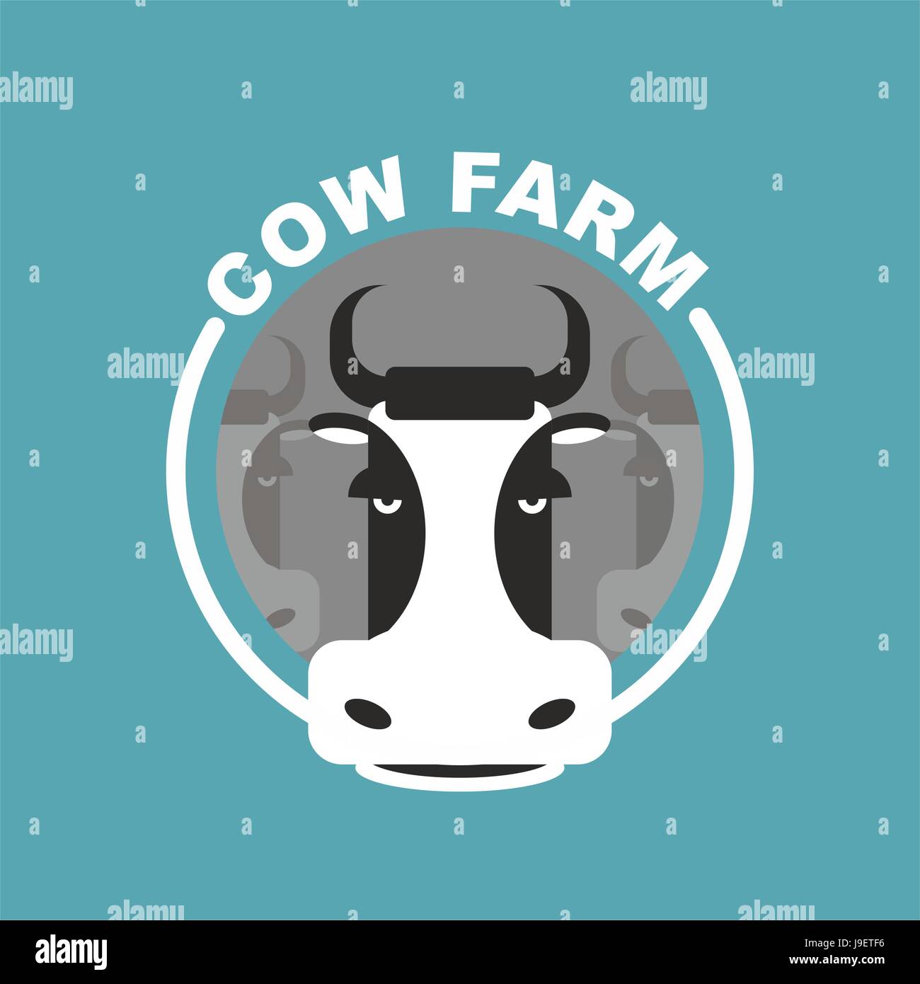 Cow farm logo. Head of a cow. Emblem, sign for farm livestock. Vector illustration. Stock Vector