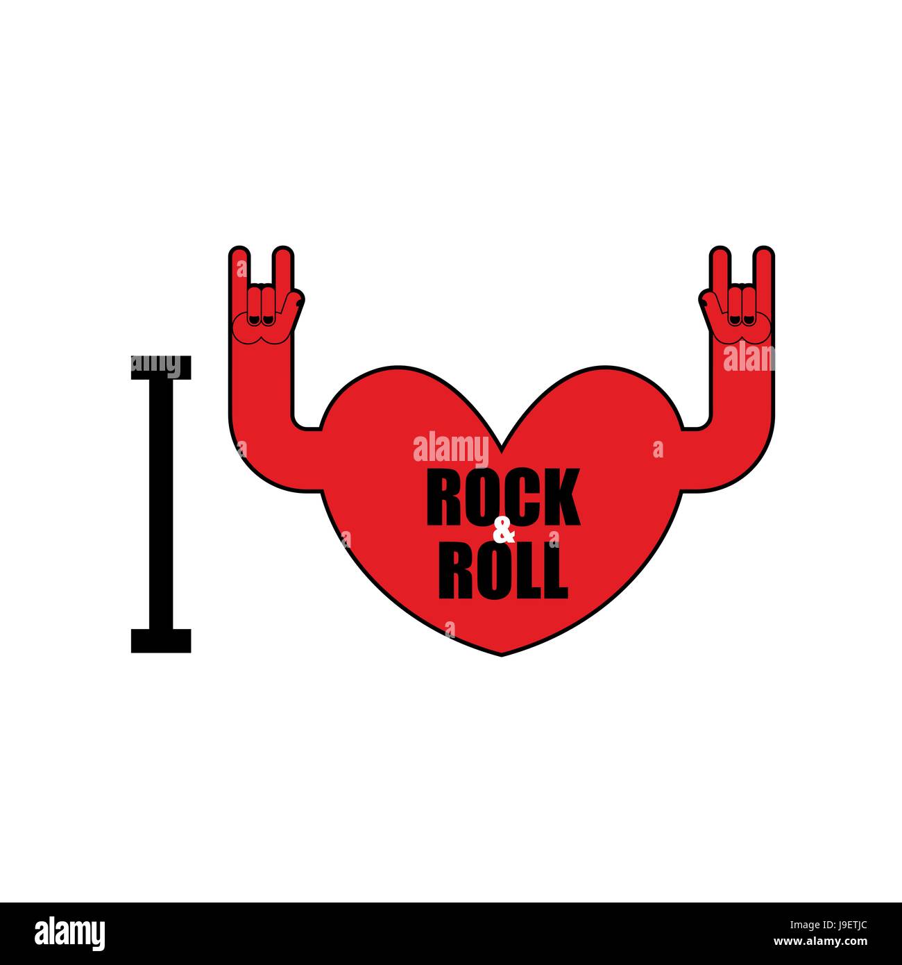 I love rock and roll. Heart symbol with hands rock sign. Emblem for lovers  of rock music. Logo for t-shirts at rock festival Stock Vector Image & Art  - Alamy