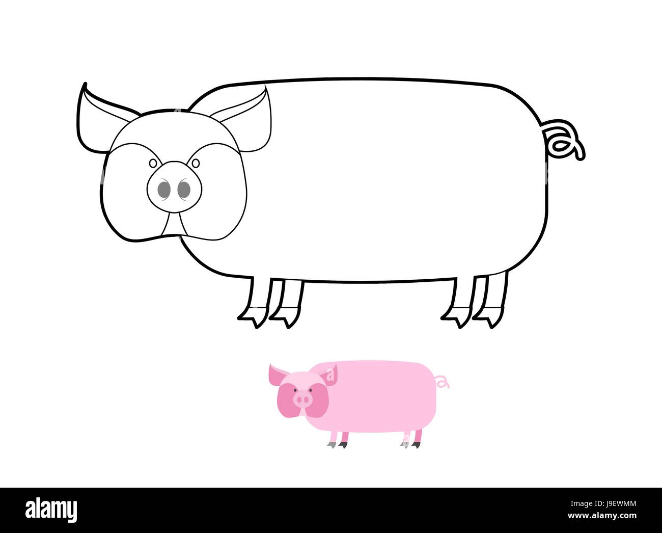 Pig coloring book. Vector illustration of farm animals Stock Vector