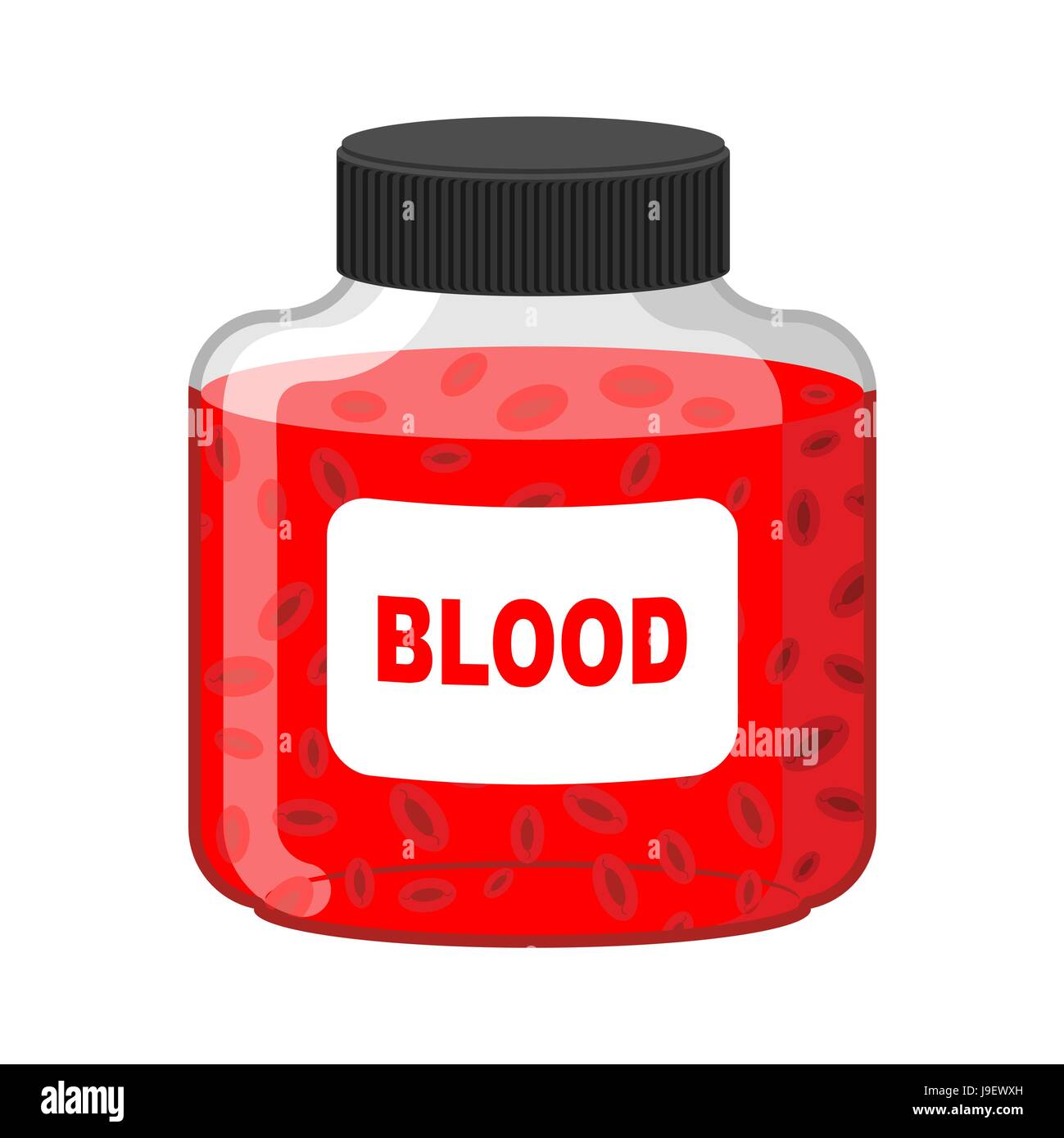 Blood Bank. Bottle of Red liquidlymph. Vector illustration. Gift