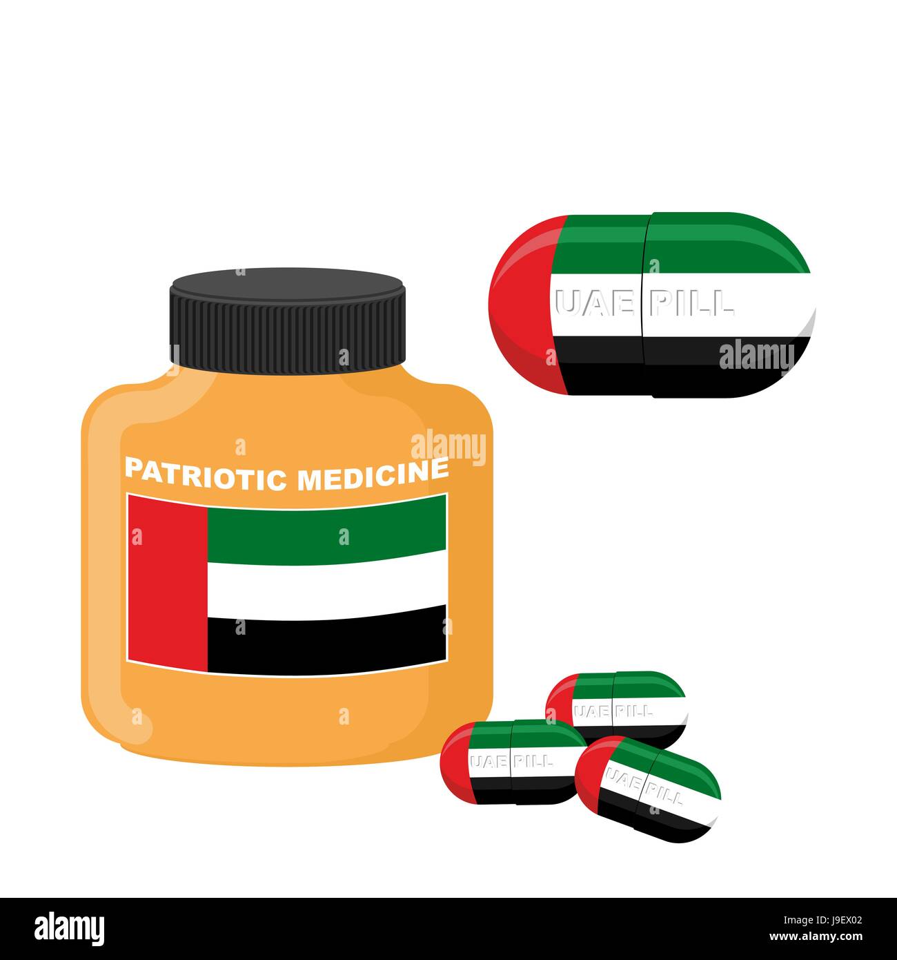 National Patriotic medicine UAE. Pill with the flag of the United Arab