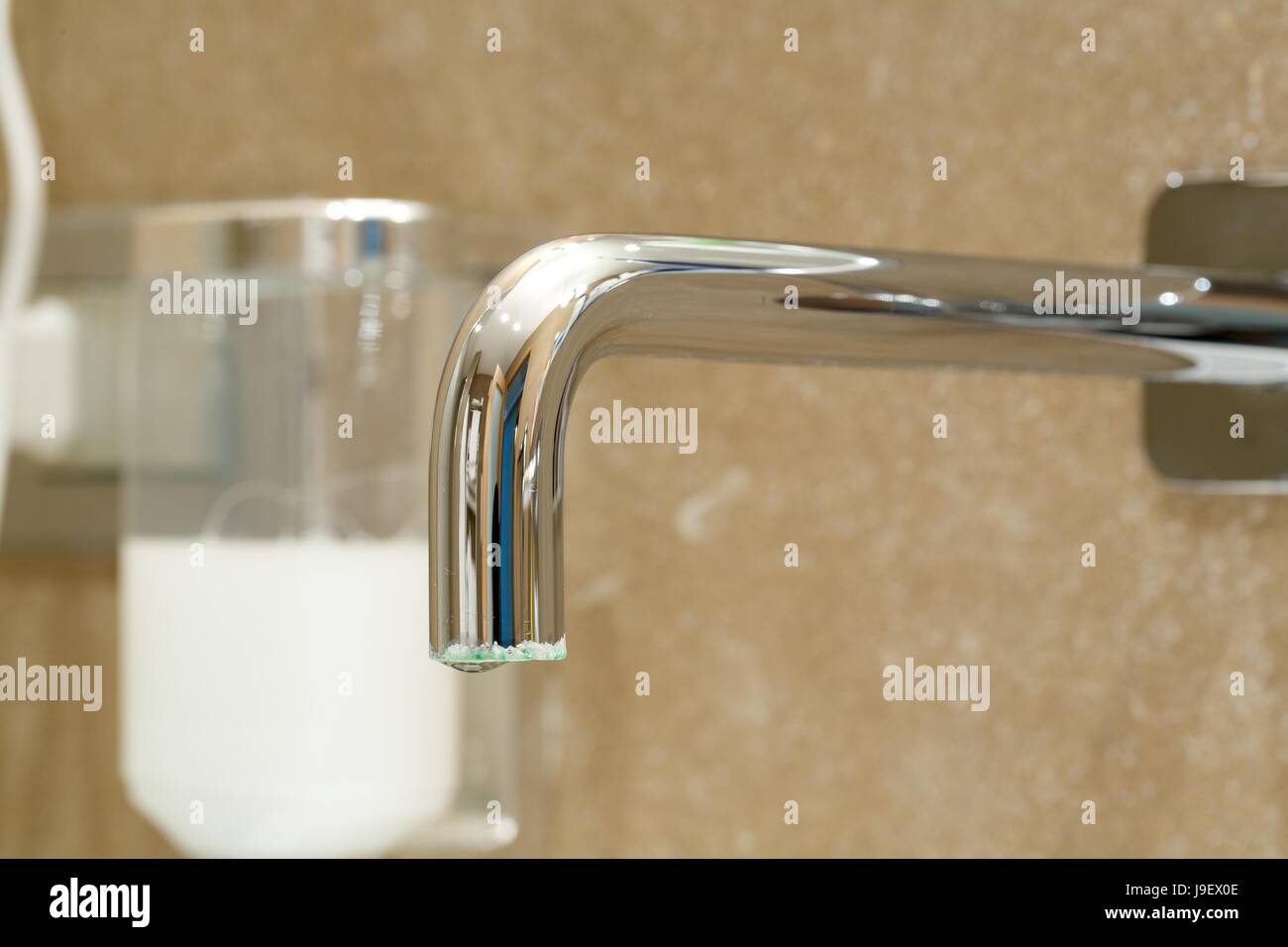 Limescale on a tap in a bathroom.Close up Stock Photo Alamy