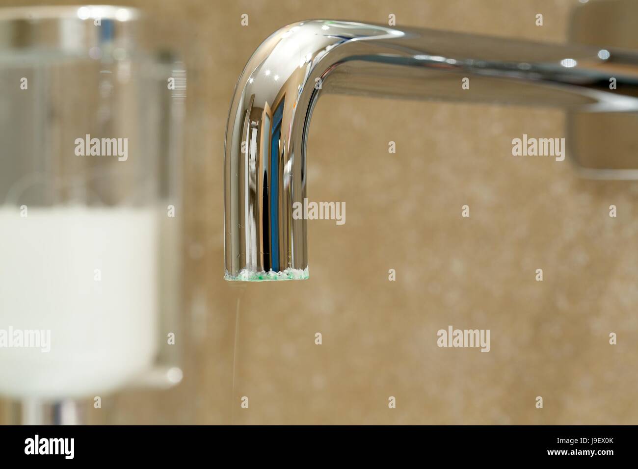 Limescale on a tap in a bathroom.Close up Stock Photo Alamy
