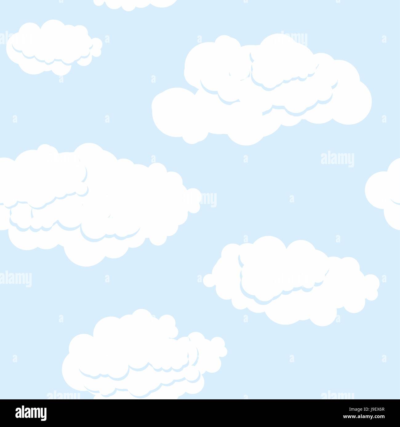 Blue sky and white clouds. Seamless pattern. Vector background Stock ...