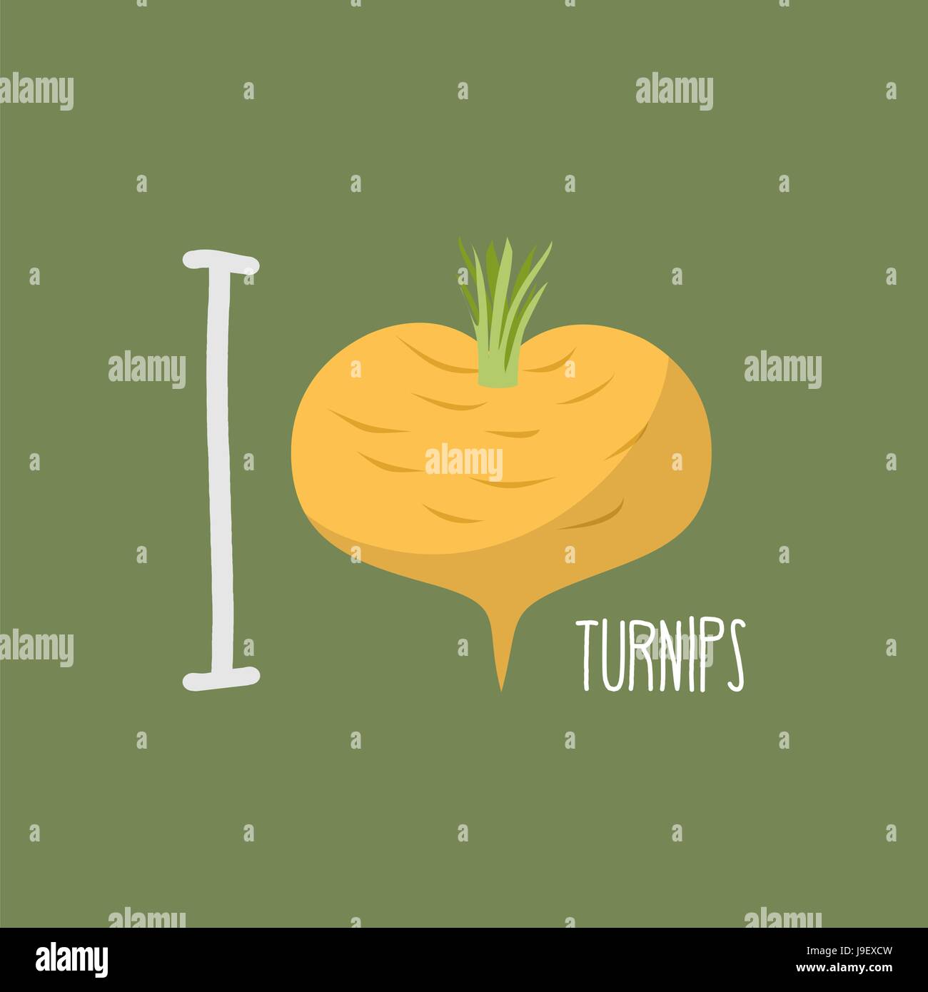 I love turnips.  heart of yellow turnips. Vector illustration Stock Vector