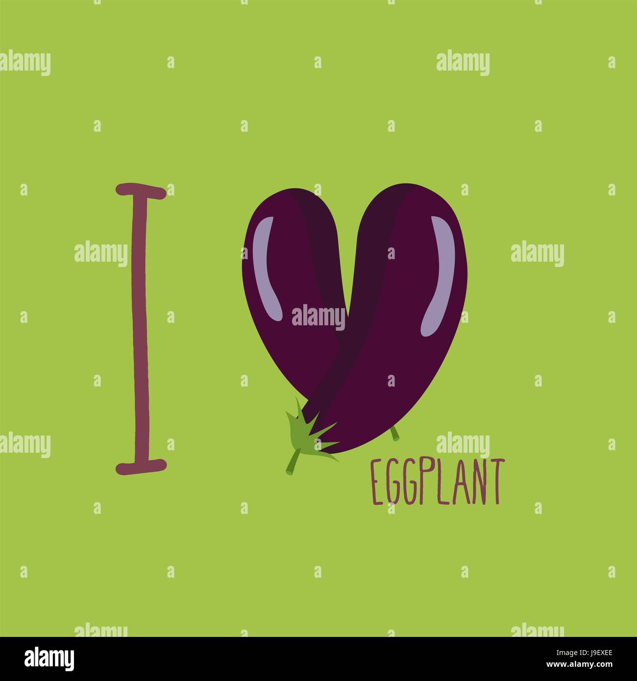I love eggplant. Heart of the purple eggplant. Vector illustration