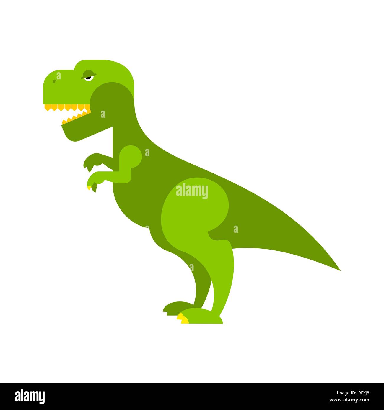 Dinosaur Tyrannosaurus. Angry ancient Predator. Big Reptile Jurassic period. Prehistoric green evil animal. Toothy scary t-rex dinosaur. Stock Vector