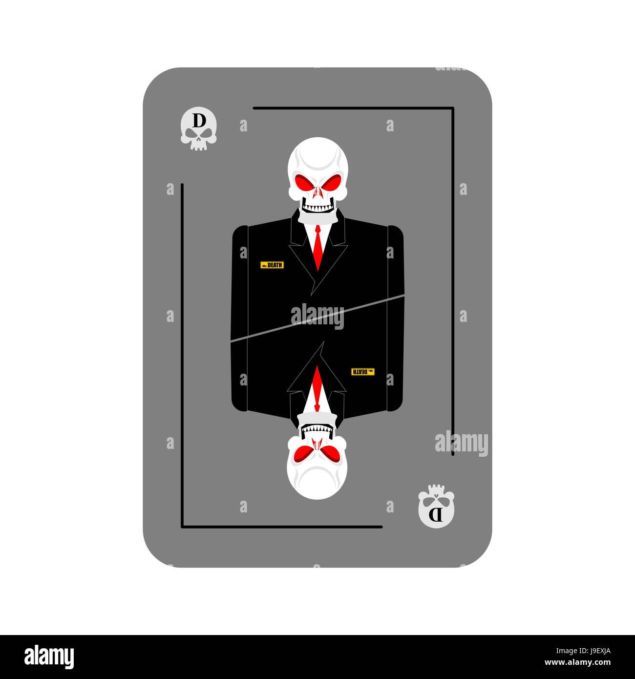 Playing card death. Skeleton in business suit. New concept of playing