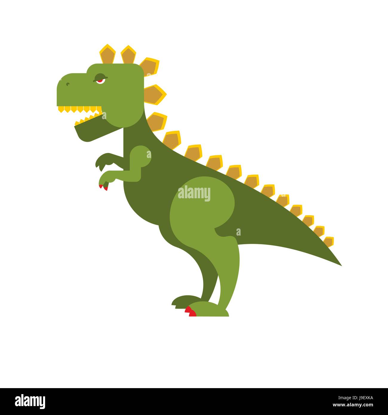 Godzilla scary toothy Monster. Green aggressive Dinosaur destroyer. Wicked big animal. Stock Vector