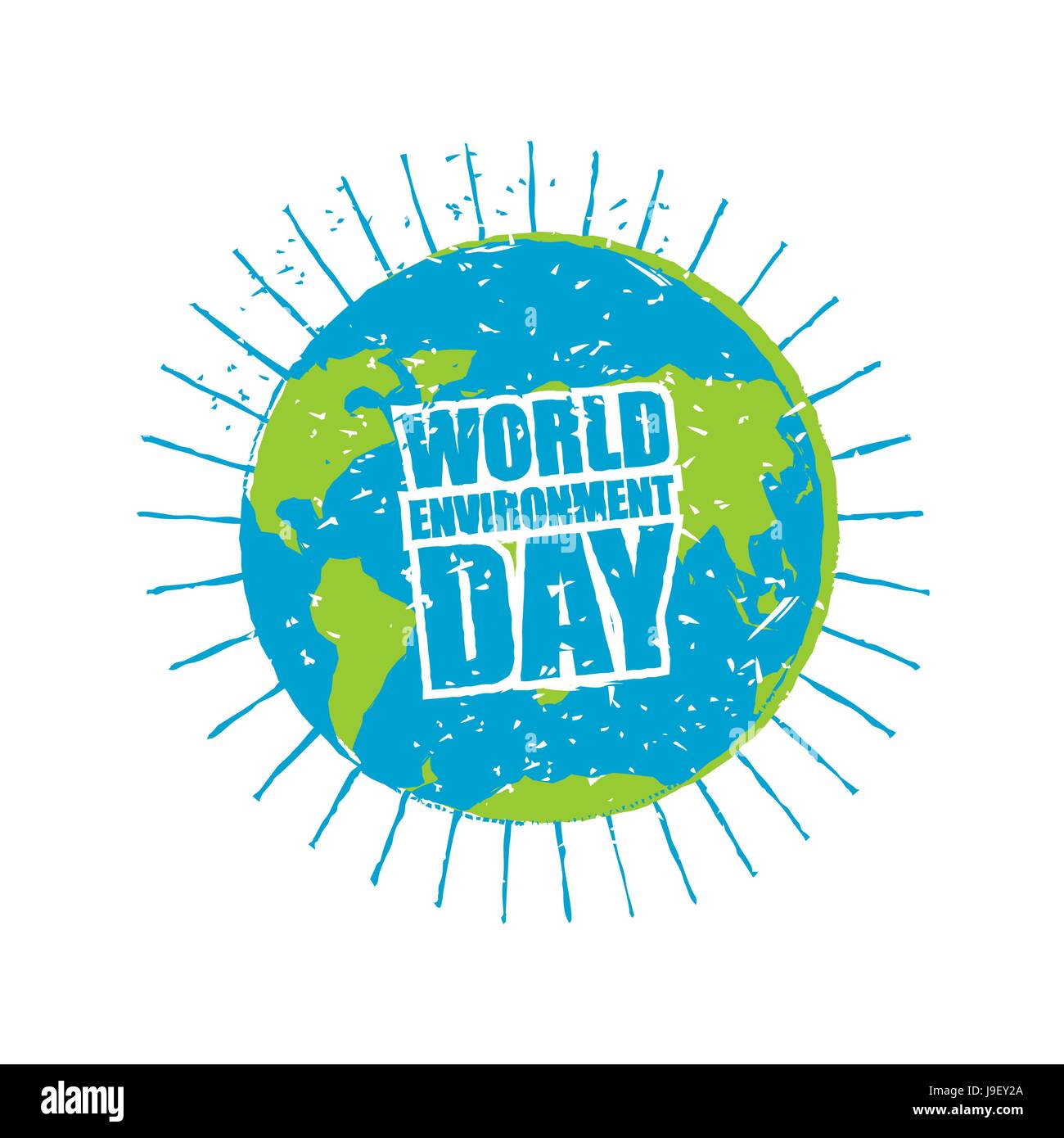 World Environment Day. Earth in grunge style. emblem of planet earth. International holiday nature Stock Vector