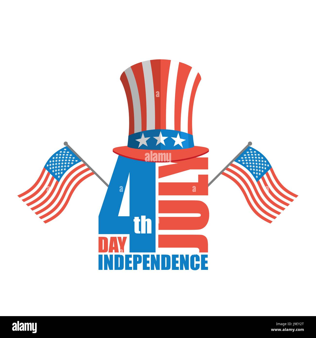 Independence Day in America. Uncle Sam hat and USA flag. National ...