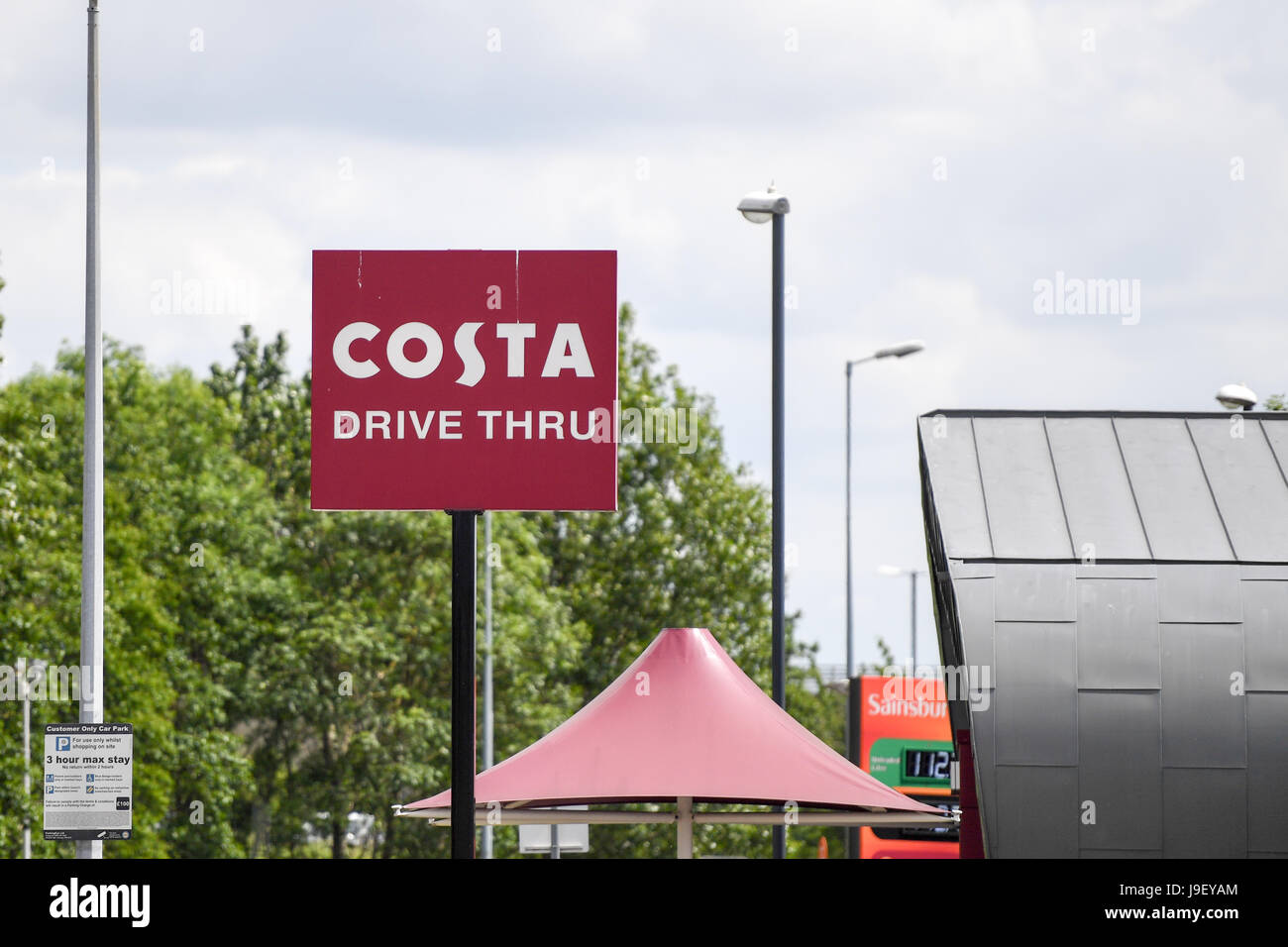 Costa Coffee drive thru sign Stock Photo