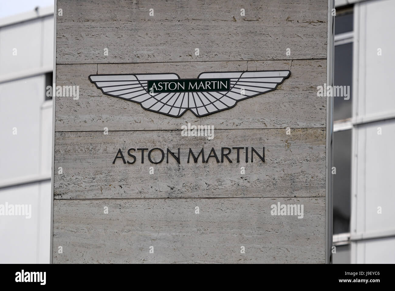 Aston Martin car dealership sign, UK Stock Photo
