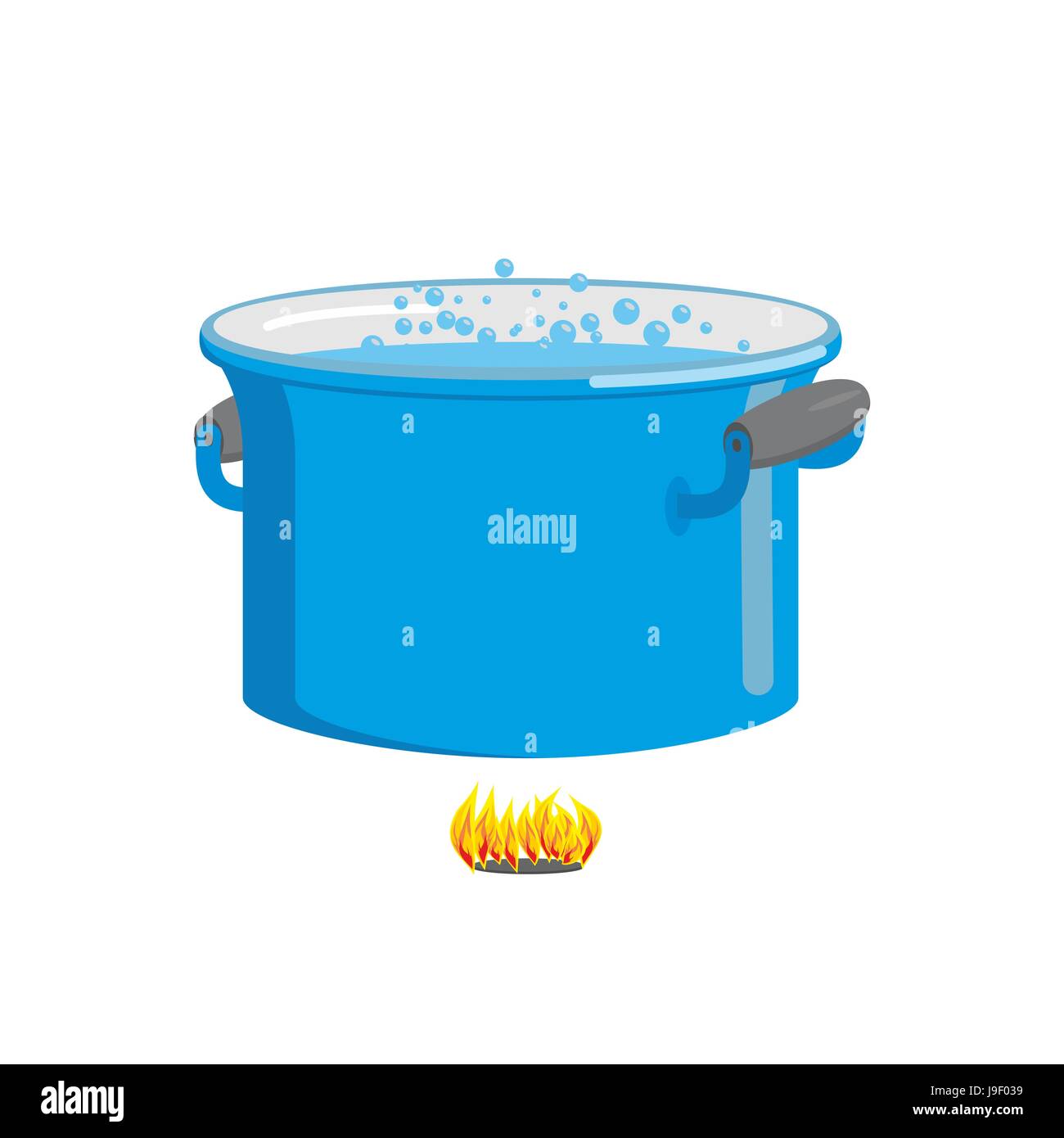 Pot of boiling water on fire. Cooking food. Blue cookware Stock Vector  Image & Art - Alamy