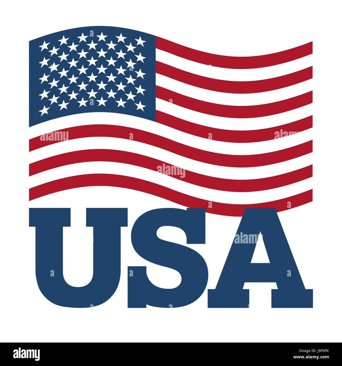 Flag USA. Developing America flag on white background. Patriotic illustration. National State symbol of country America. Sign United States Stock Vector