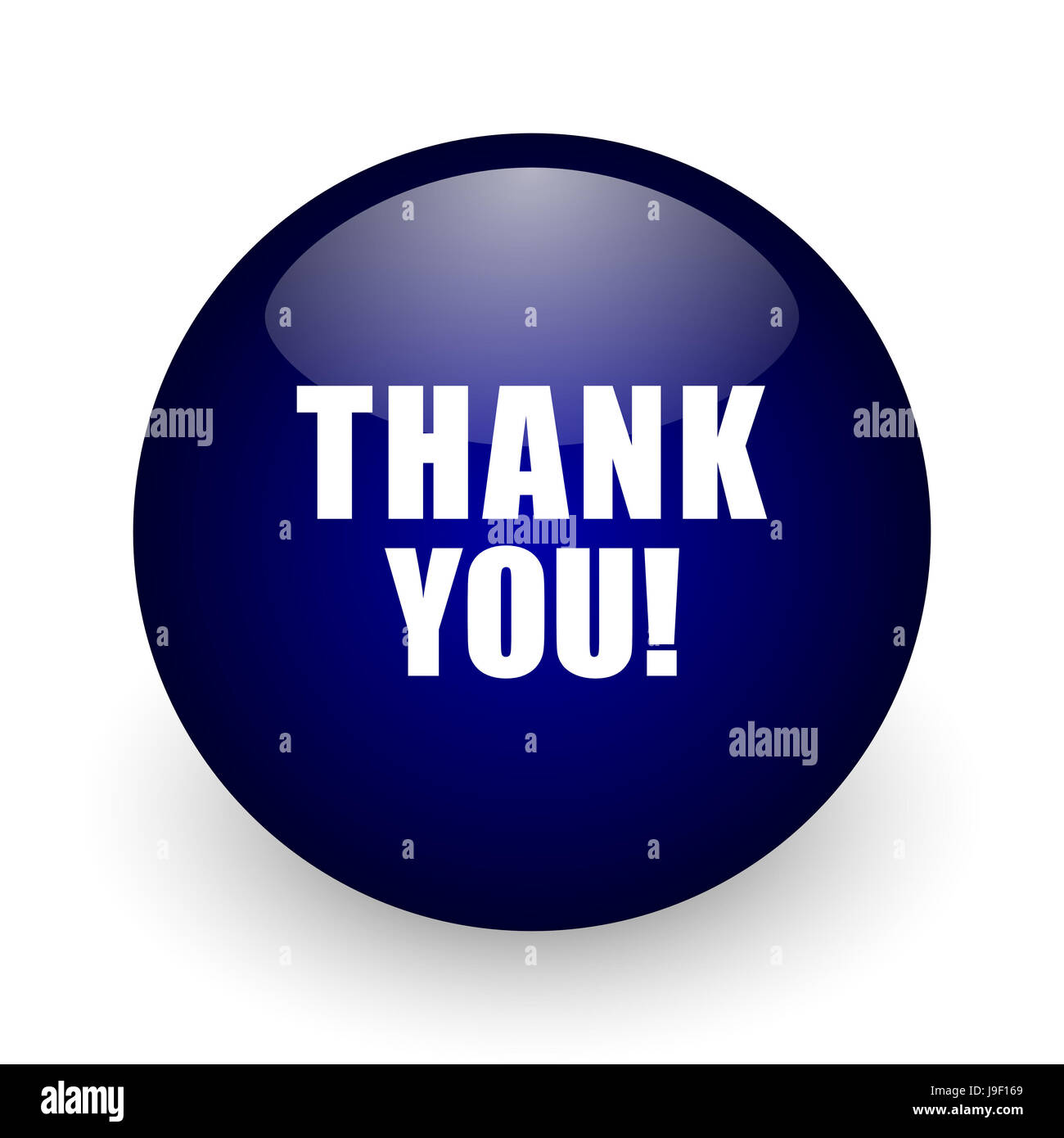 Thank You Blue Glossy Ball Web Icon On White Background Round 3d Render Button Stock Photo Alamy