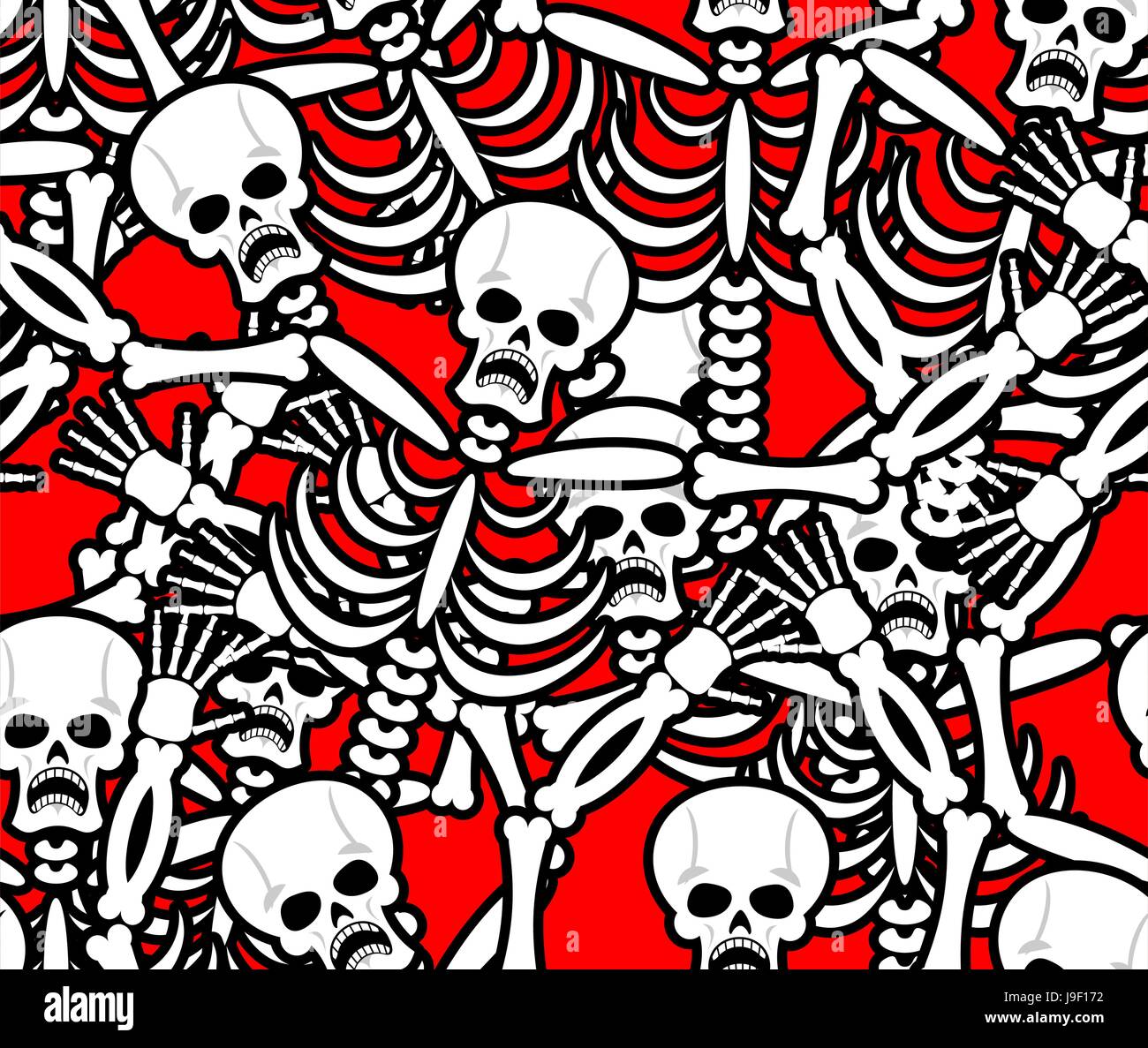 Hell seamless pattern. Skeleton in Sinners background. Ornament of dead ...
