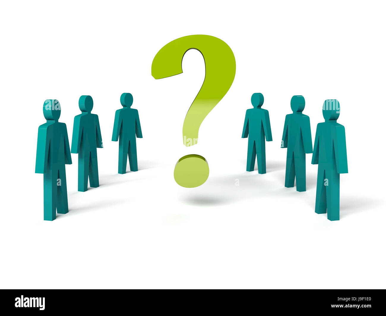 Group of man with a question mark. Concept 3D illustration Stock Photo