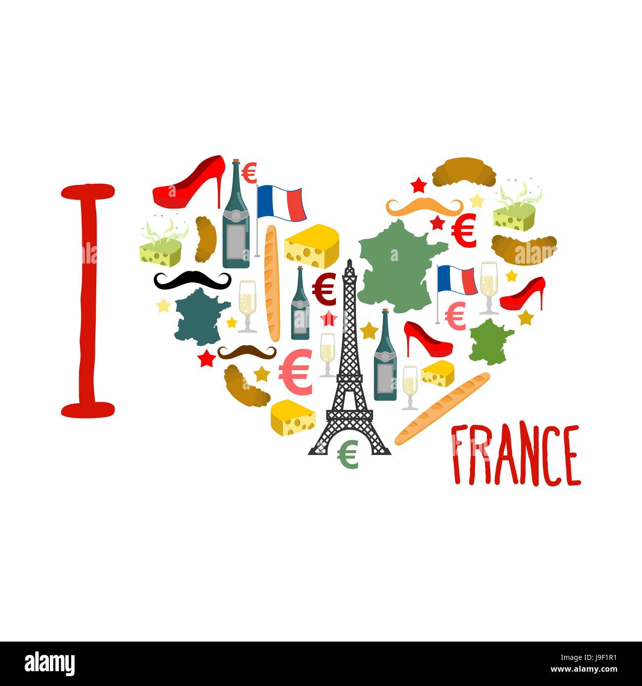 Romantic Set Signs of France in the Form of a Drawings by Colored Pens on  the Squared Paper Stock Vector - Illustration of clipart, cheese: 110228439