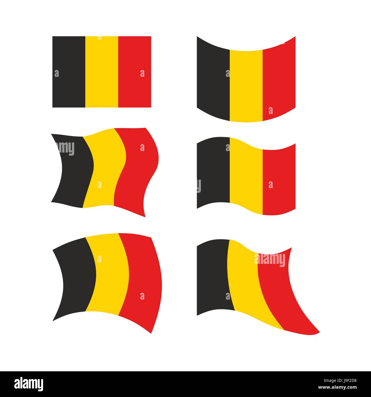 Flag of Belgium. Set national flag of Belgian state. Developing European flag. Political sign of country Stock Vector