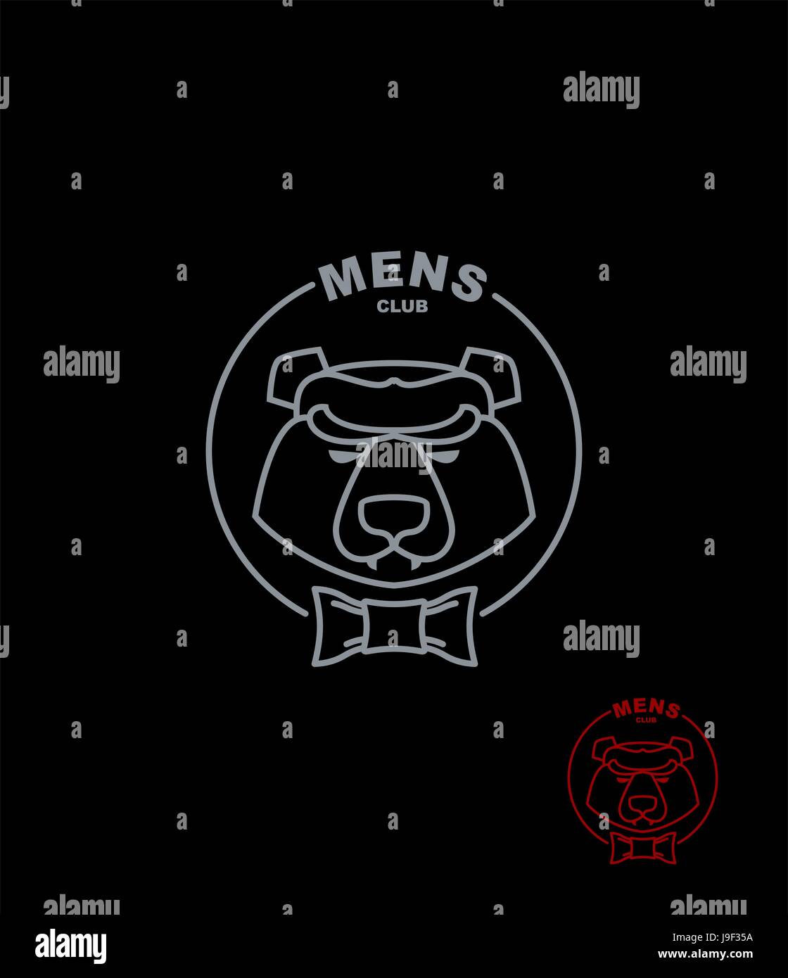 Bear mens Club. Wild Animal logo on a black background. Logo for sports club or gym Stock Vector