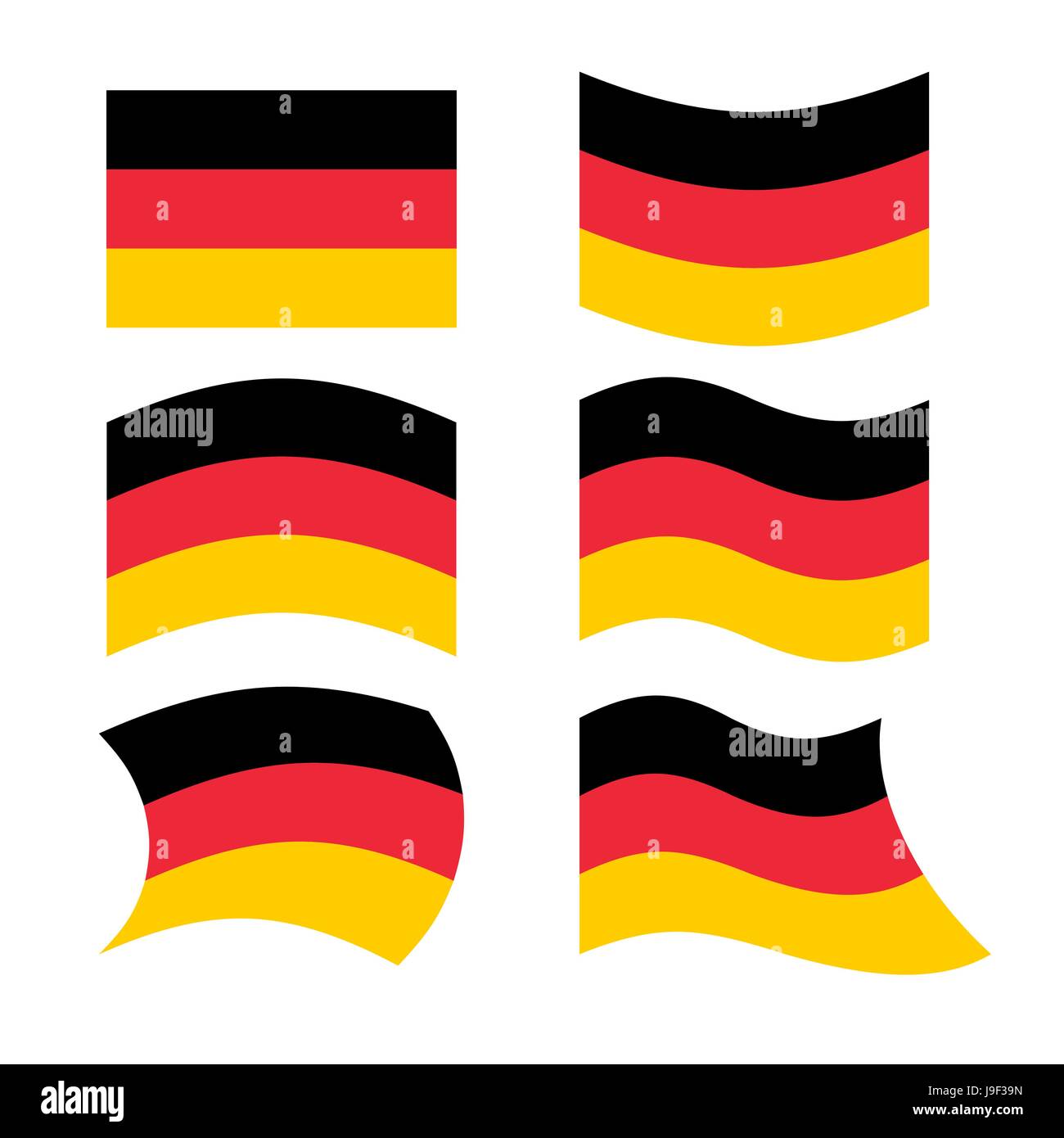 Germany flag. Set of flags of German Republic in various forms. Developing German flag European state Stock Vector