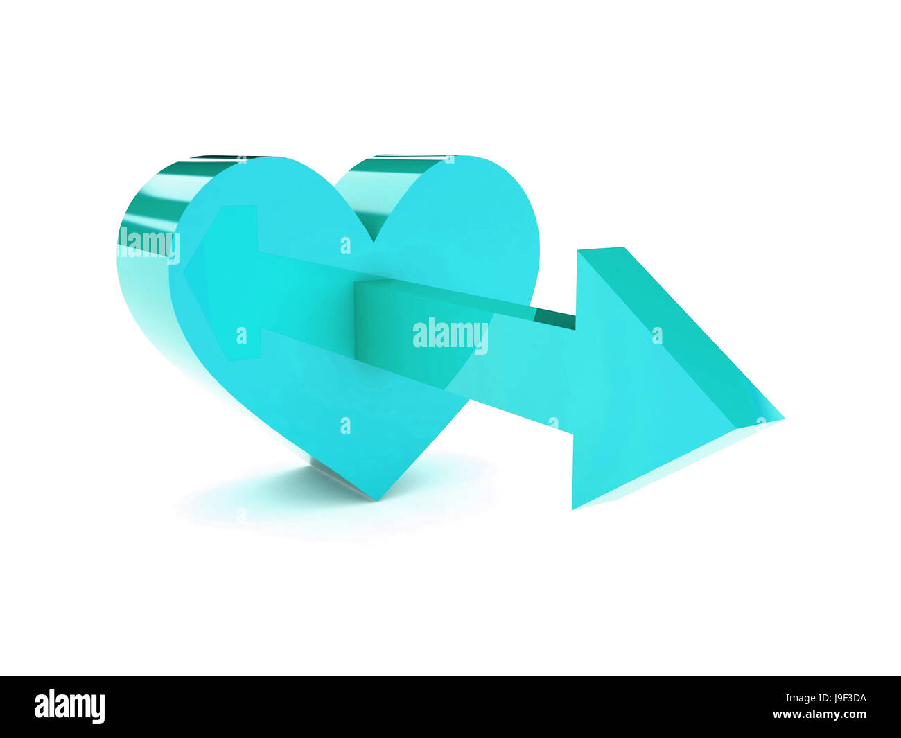 Big tranquil heart with arrow pointing forward. Concept 3D illustration