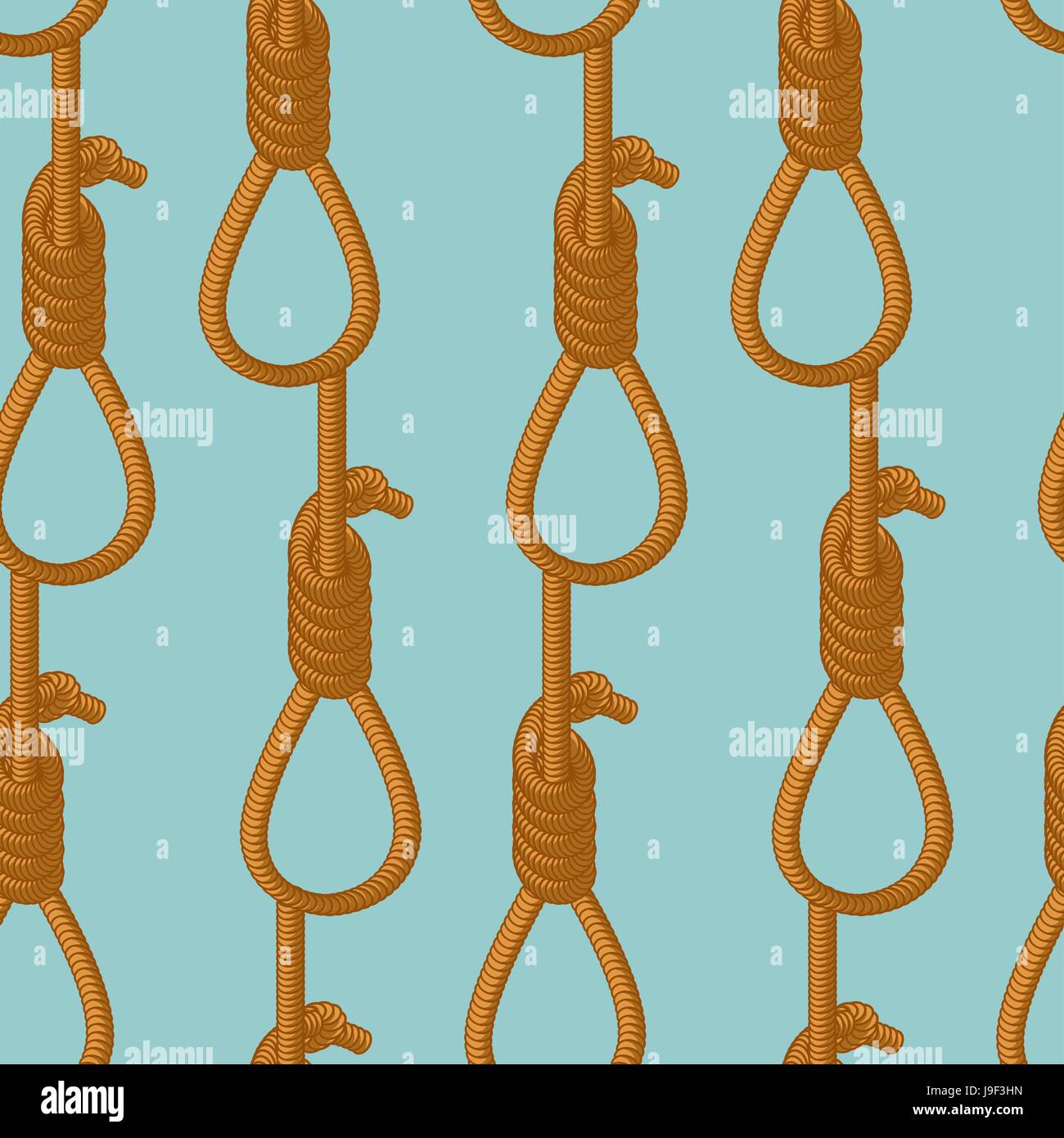 Hangman noose seamless pattern. Hangman texture. Background of the rope loop Stock Vector