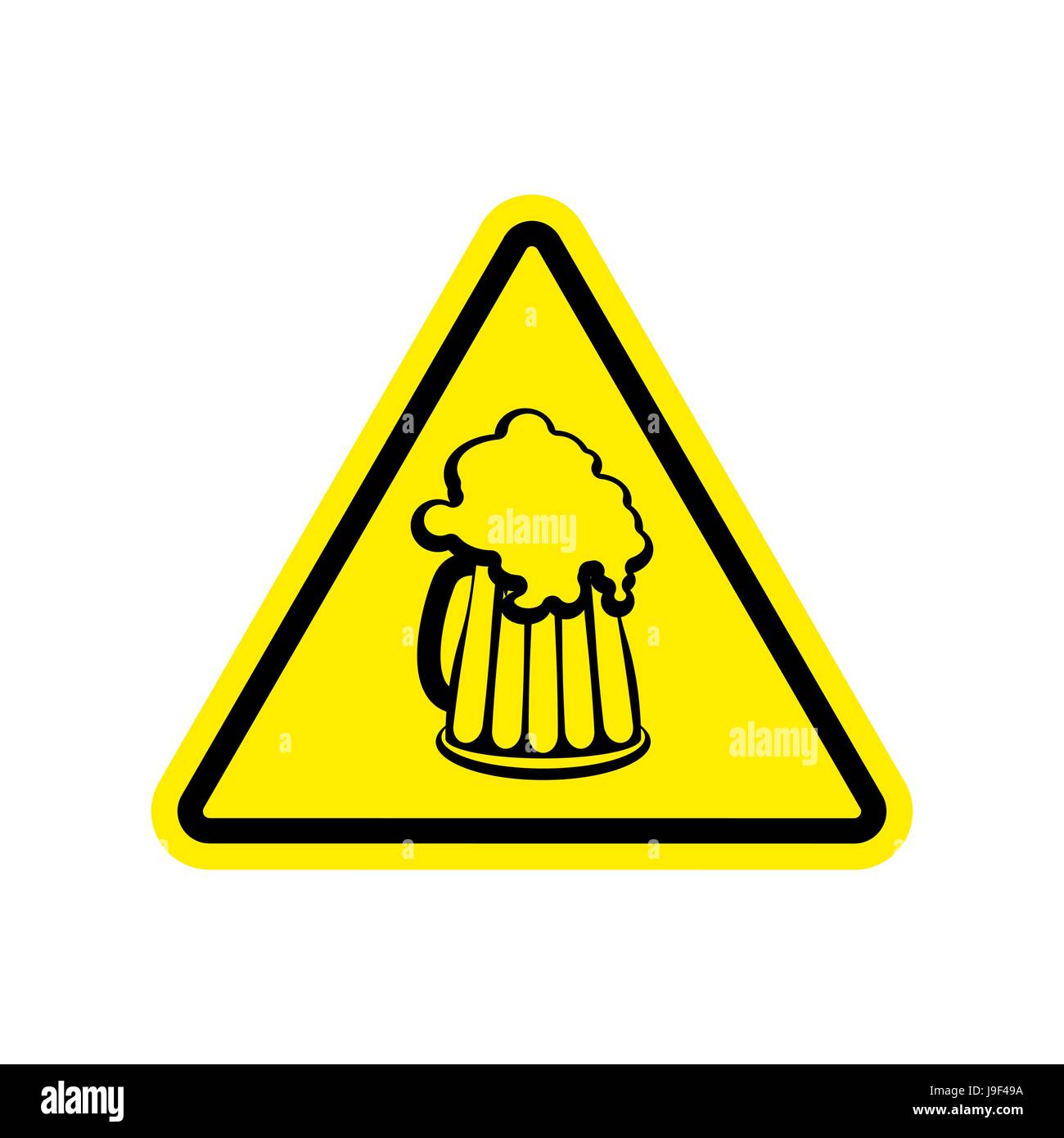 Beer Warning sign yellow. Alcohol Hazard attention symbol. Danger road