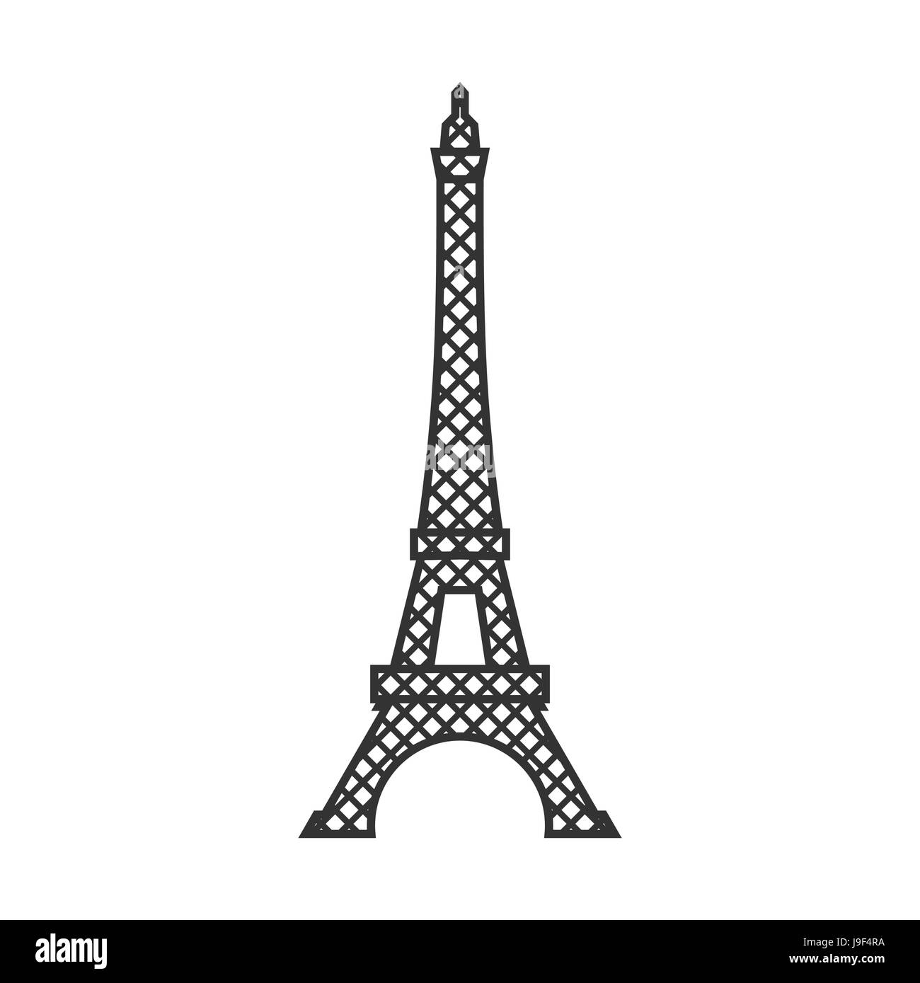 Eiffel tower isolated. Paris attractions. Landmark of France on white background Stock Vector