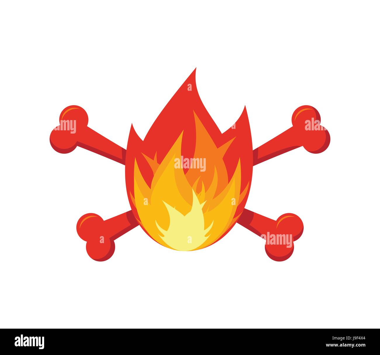 Fire and bones logo for firemen. Flames and crossbones logo Stock Vector