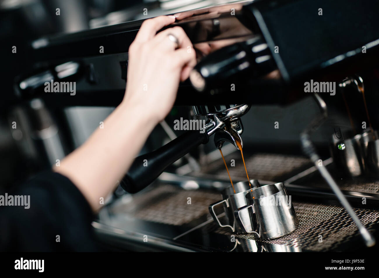 Coffee making machine, stage 5, pour to cup Stock Photo - Alamy