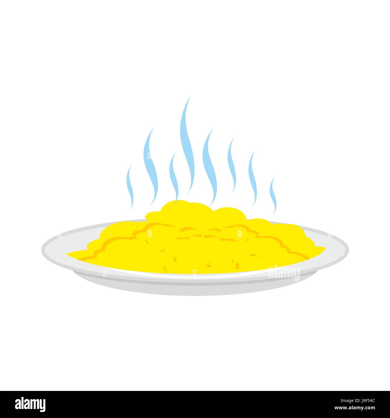 Porridge on plate isolated. Hot food on dish Stock Vector