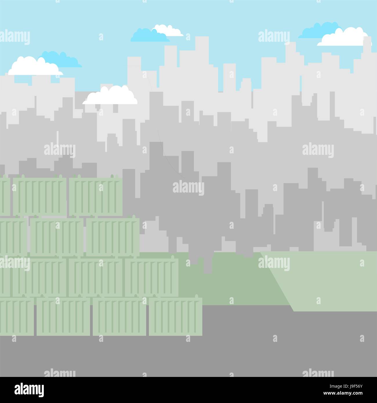 Cargo ship containers port area Stock Vector Images - Alamy