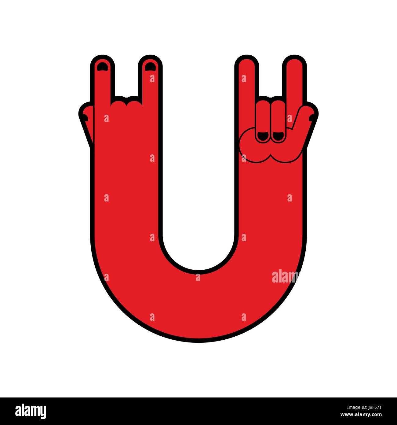 Rock hand symbol of music. Rock and roll emblem isolated Stock Vector