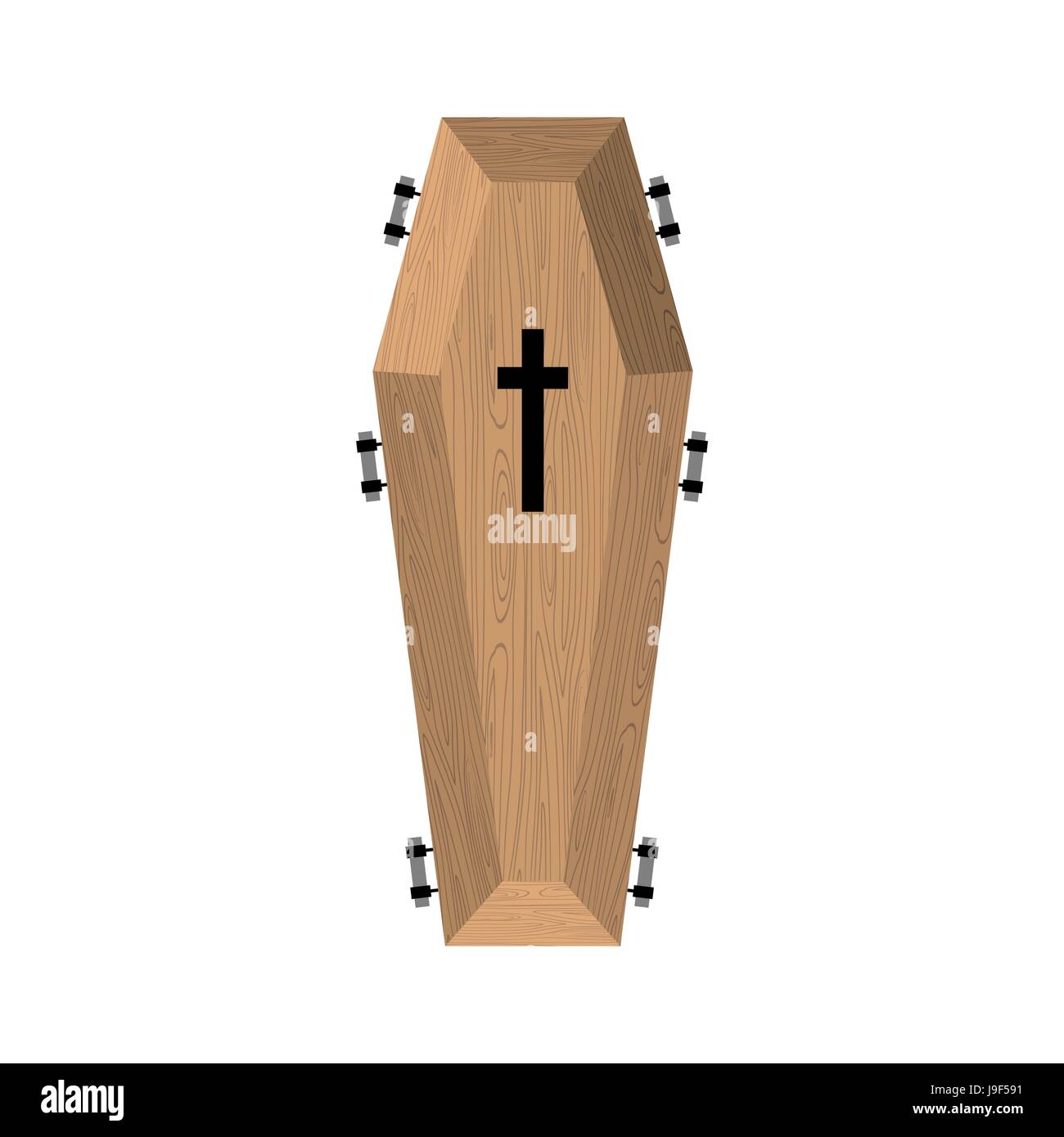 Coffin Isolated Wooden Casket On White Background Religion Object