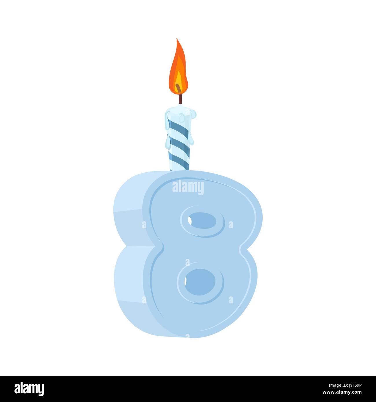 8 years birthday. Number with festive candle for holiday cake. eight  Anniversary Stock Vector