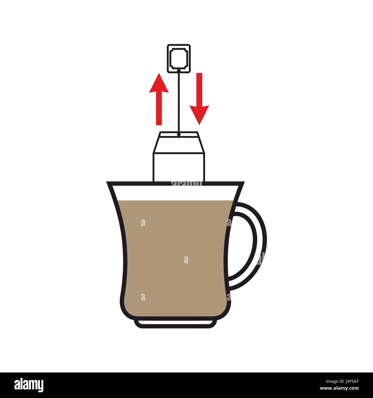 Brew tea. Dunk teabag in mug instruction Stock Vector