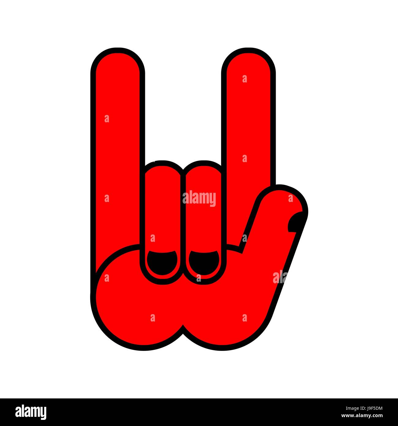 Rock hand symbol of music. Rock and roll emblem isolated Stock Vector