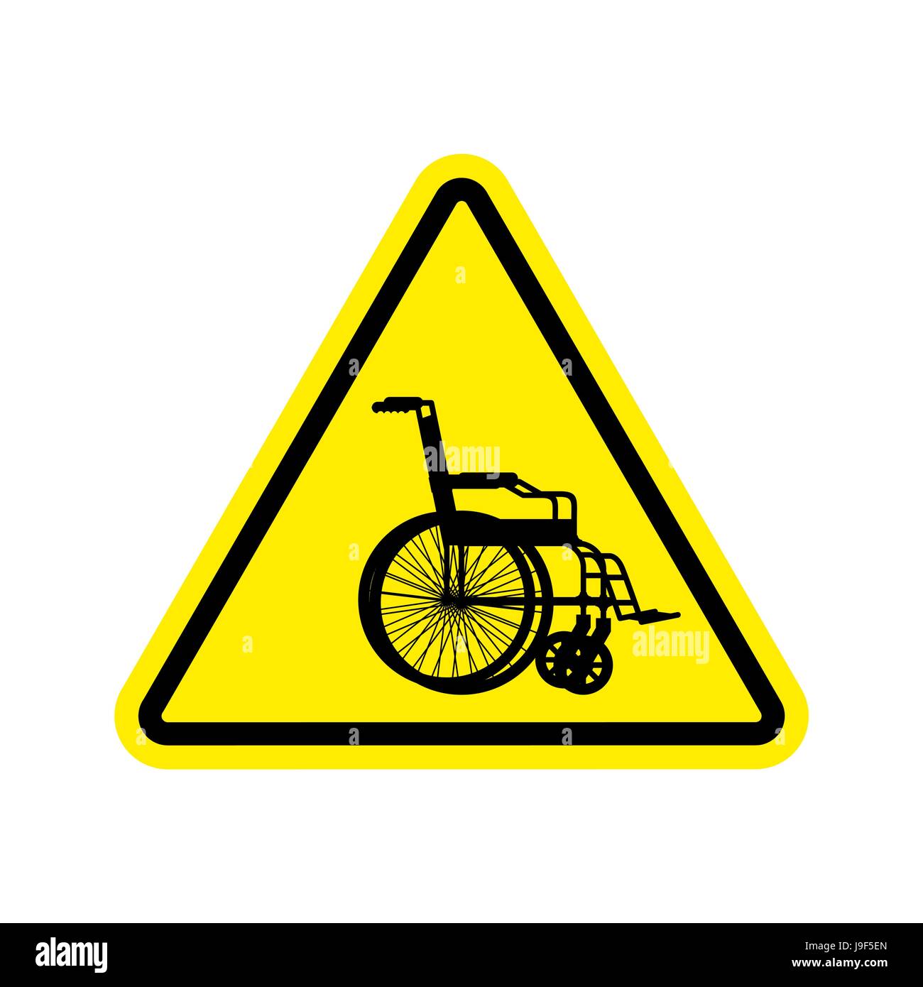 Warning invalid Sign. caution wheelchair on road. Danger way symbol