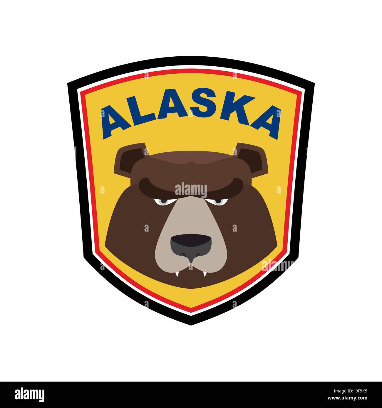 Alaska Grizzly mascot. Bear emblem sign. Wild animal logo for Alaska Stock Vector