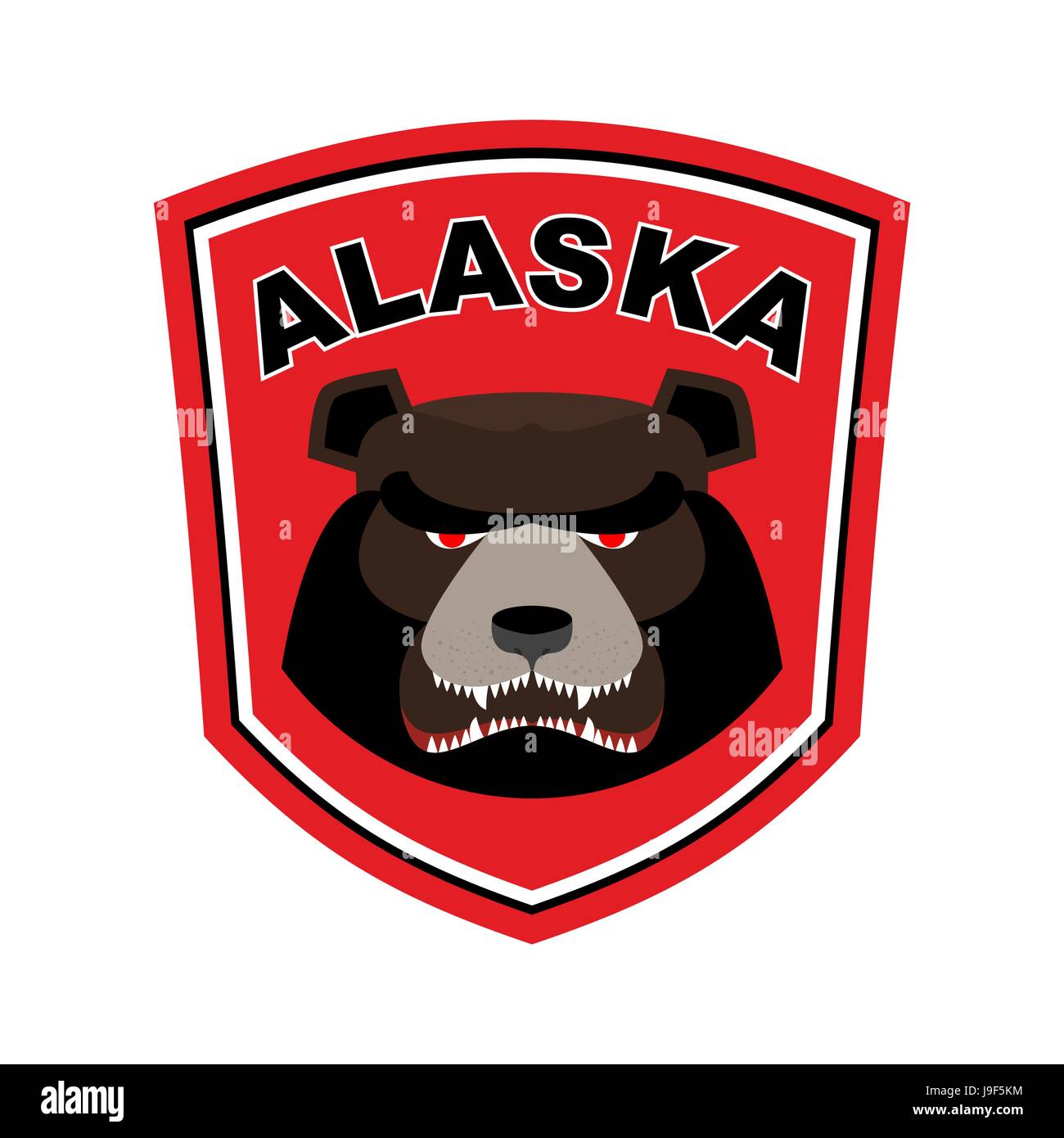 Alaska Grizzly mascot. Bear emblem sign. Wild animal logo for Alaska Stock Vector