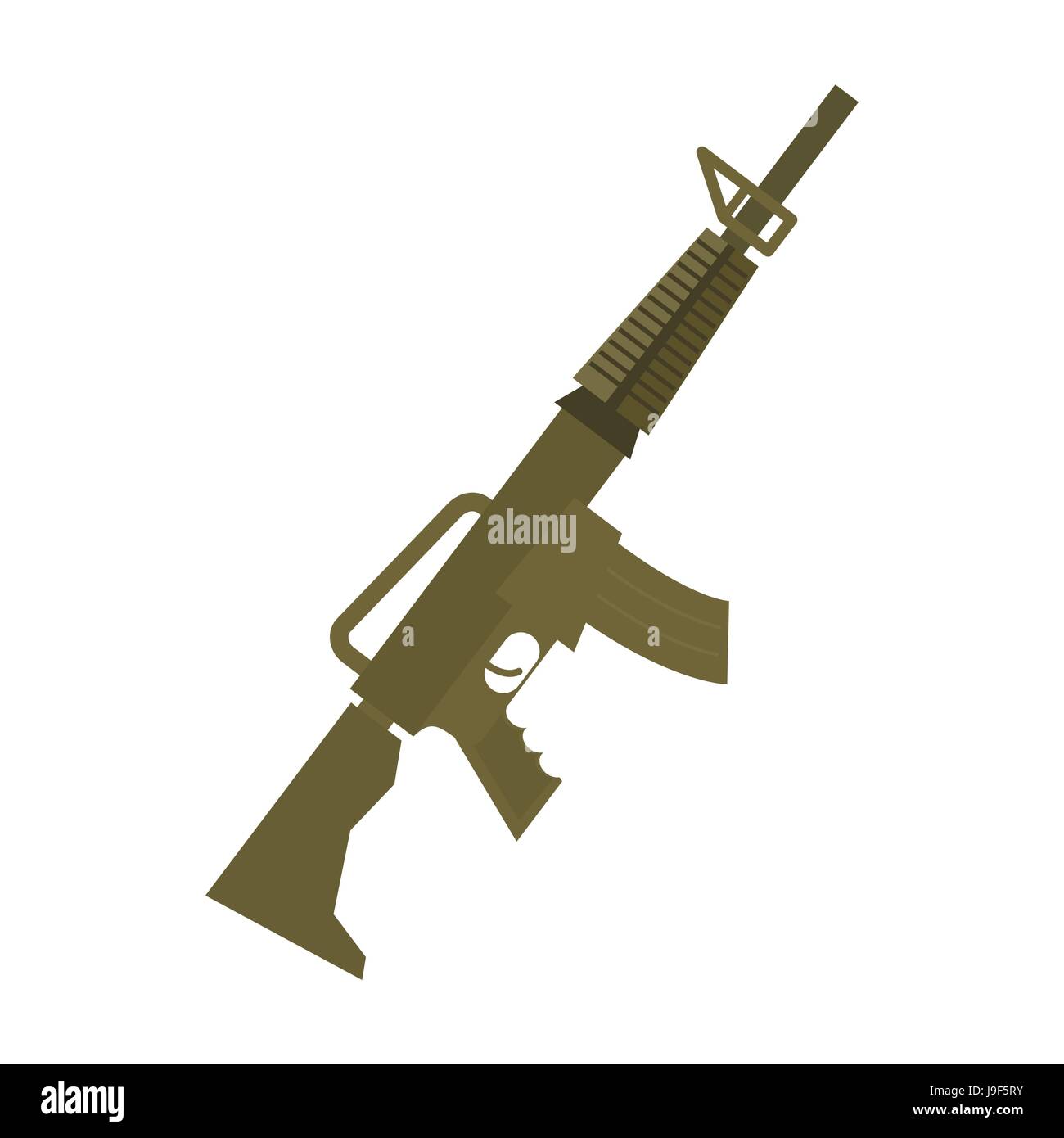 Rifle isolated. Machine gun on white background. Military weapon Stock