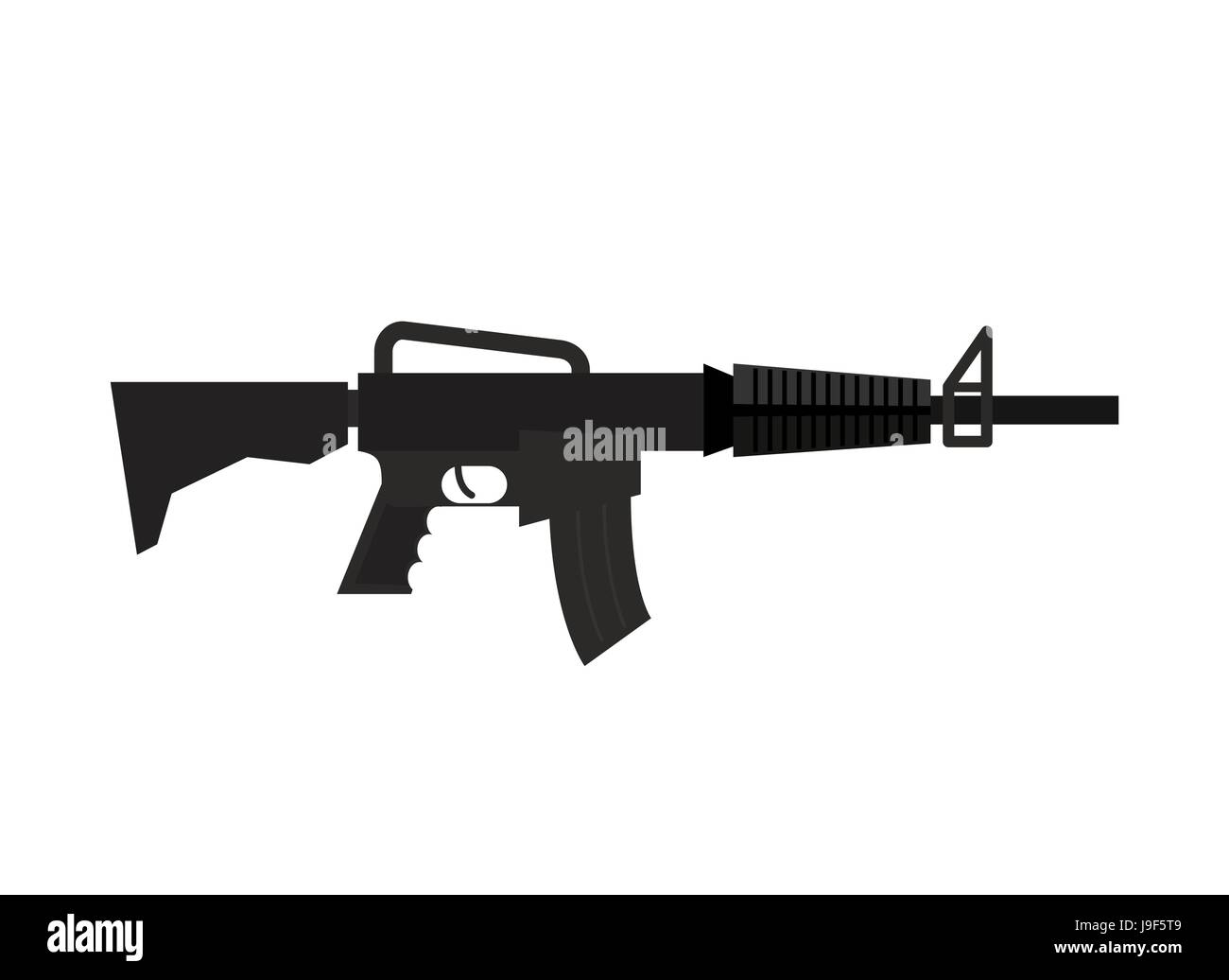 Rifle isolated. Machine gun on white background. Military weapon Stock Vector