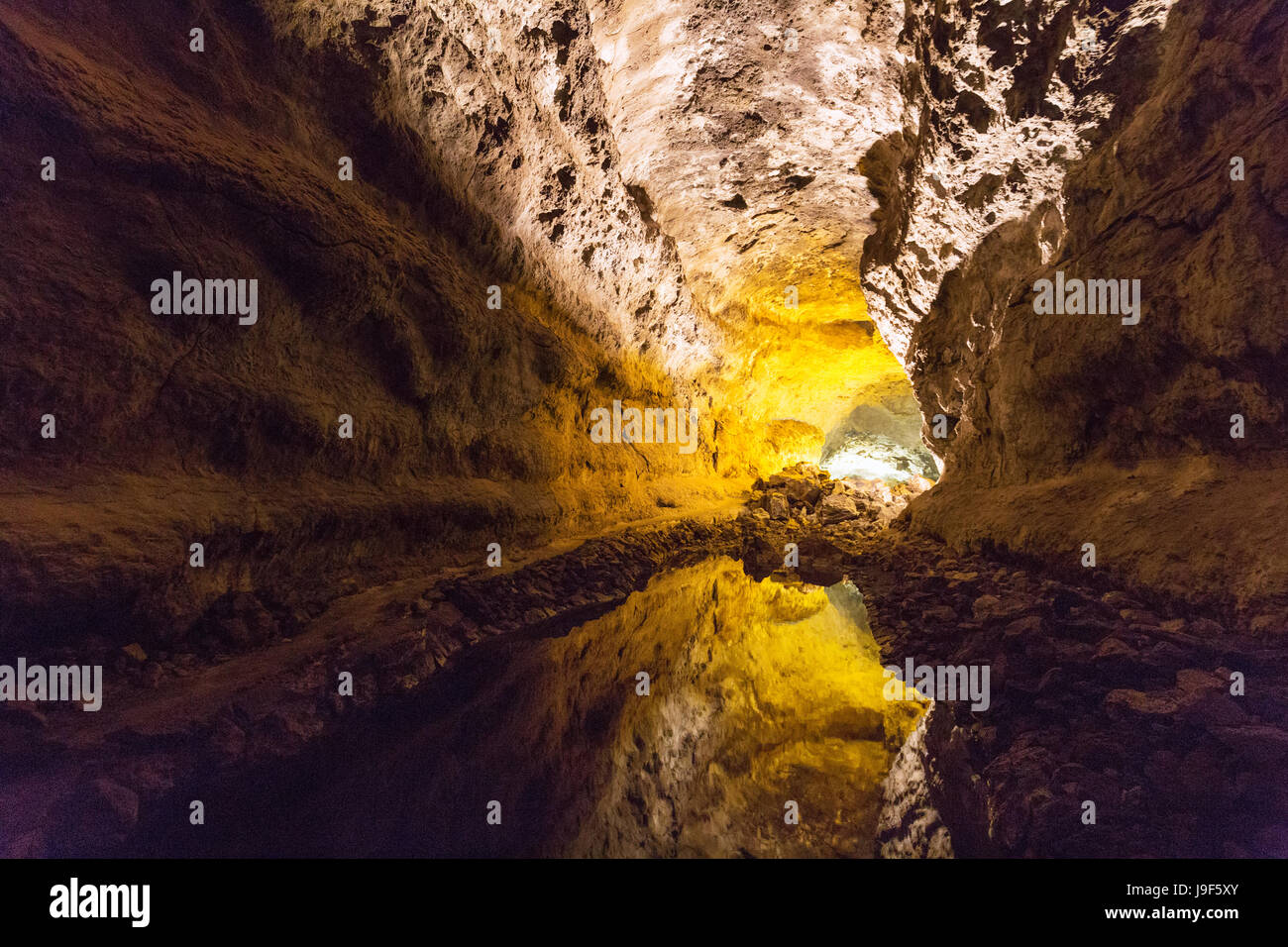 Lanzarote caves -  Cueva de Los Verdes ( The Green Caves ), lava tunnels in Lanzarote, Canary Islands, Europe Stock Photo